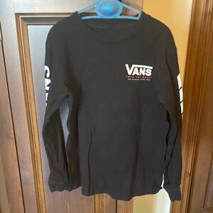 Vans Black Long Sleeve Tee with White Logo